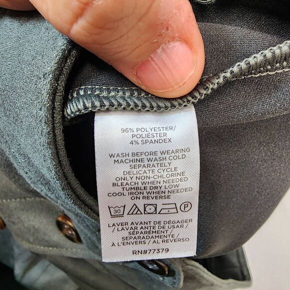 Ann Taylor Size 10 Faux Suede Button Front Skirt Green Midi Pencil Style Career - Picture 6 of 6